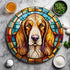 Basset Hound Circular Glass Suncatcher Worktop Saver